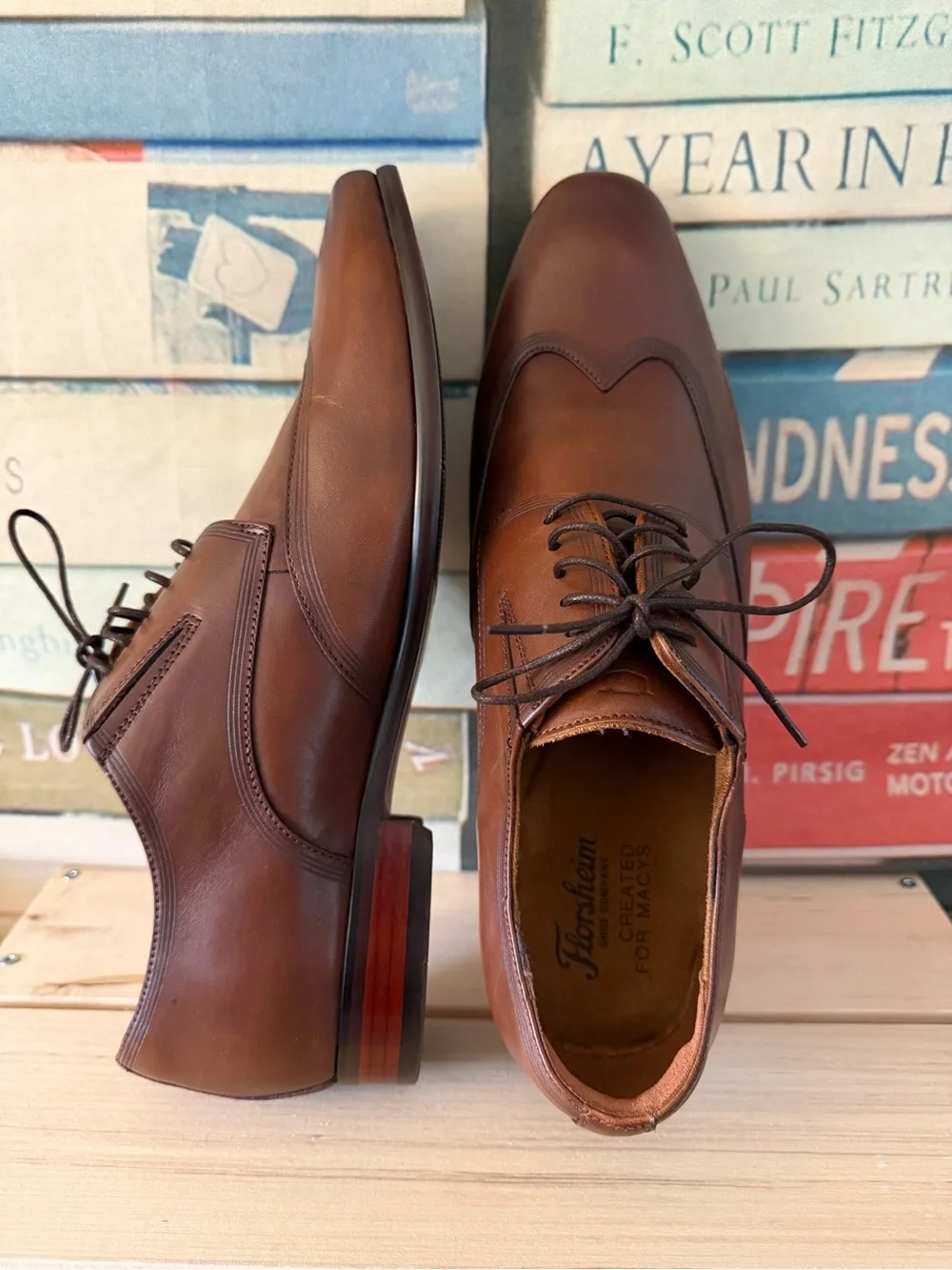 Florsheim Brown Leather Wingtip-Style Lace-Up Oxfords